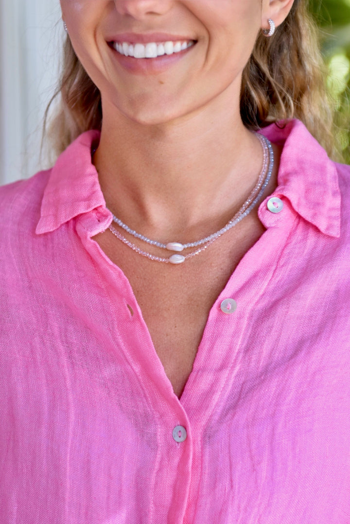 Crystal Choker with Coin Pearl Pink