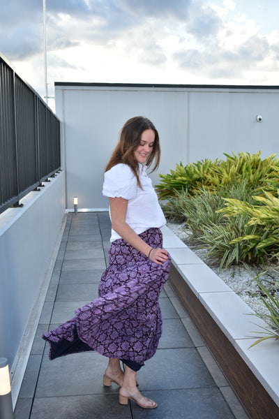 Boho Summer Long Skirt Deep Plum