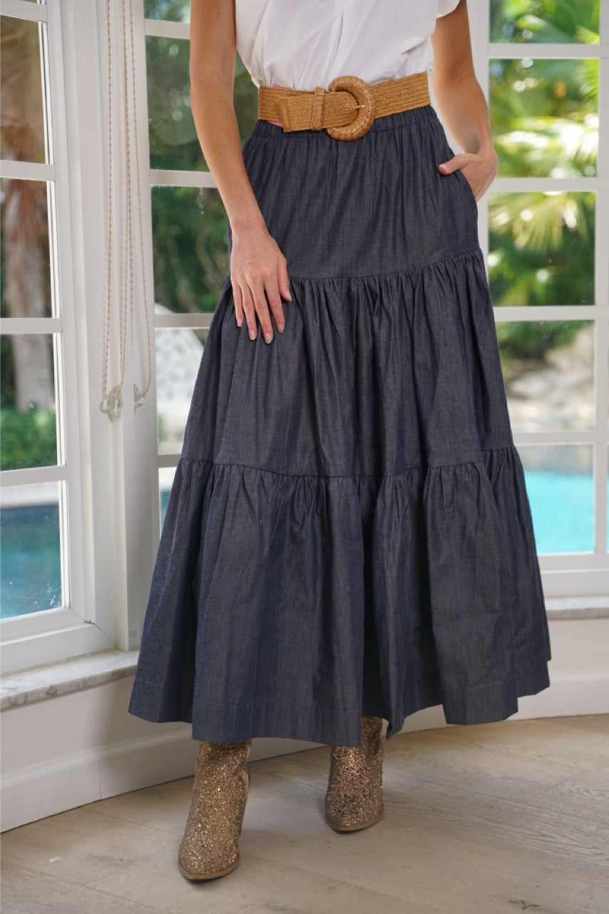 Boho Long Skirt Denim