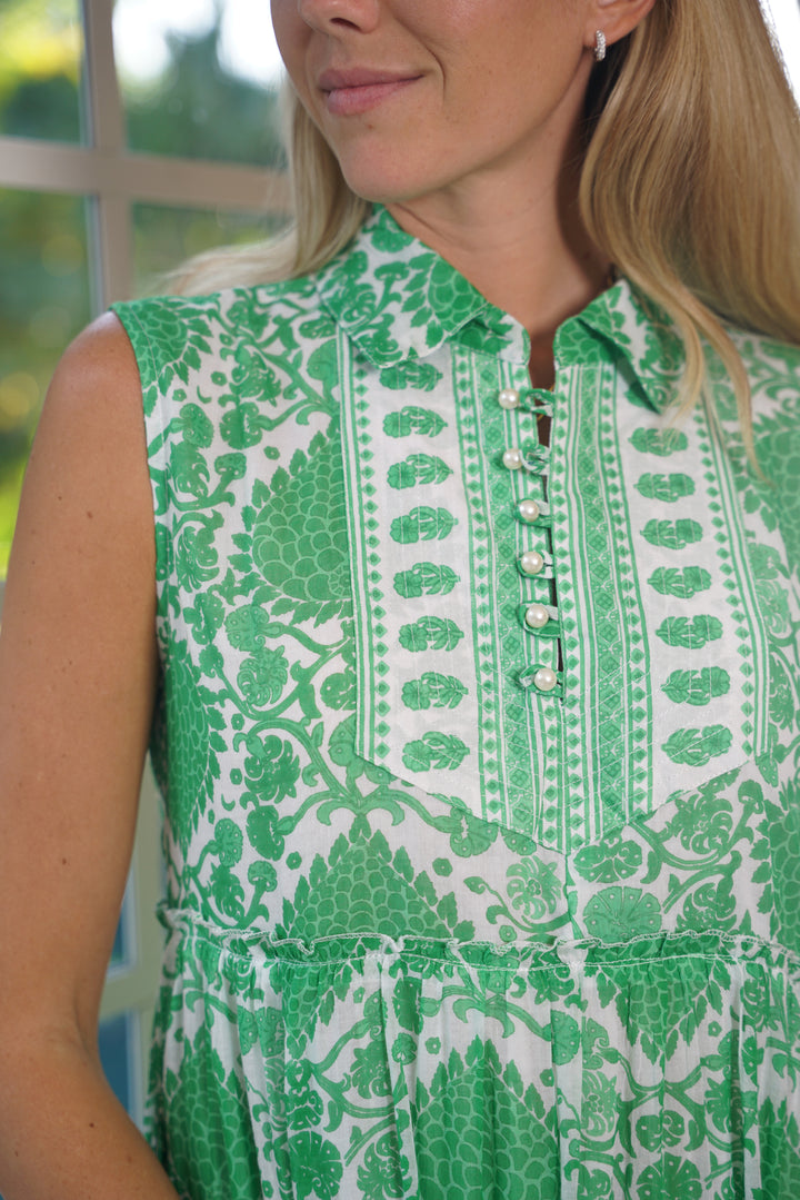 Calypso Dress Tobacco Leaf Emerald