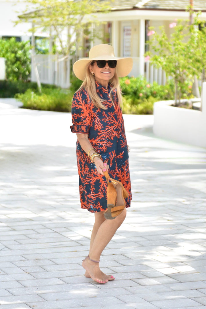 Charlize Dress Navy Coral