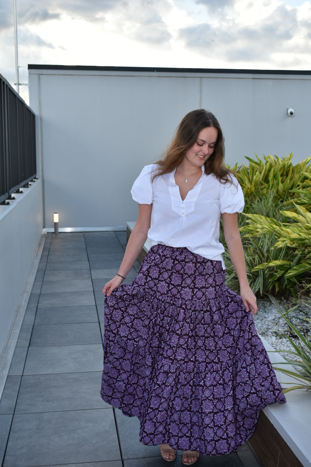 Boho Summer Long Skirt Deep Plum