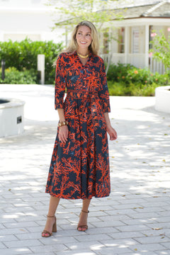 Desert Dress Navy Coral