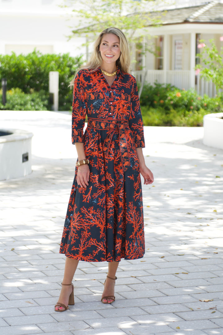 Desert Dress Navy Coral