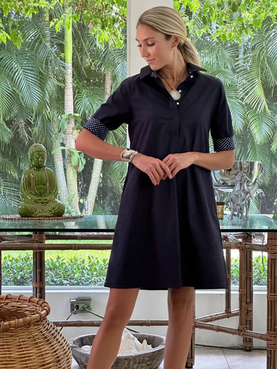 Charlotte Dress Poplin Navy