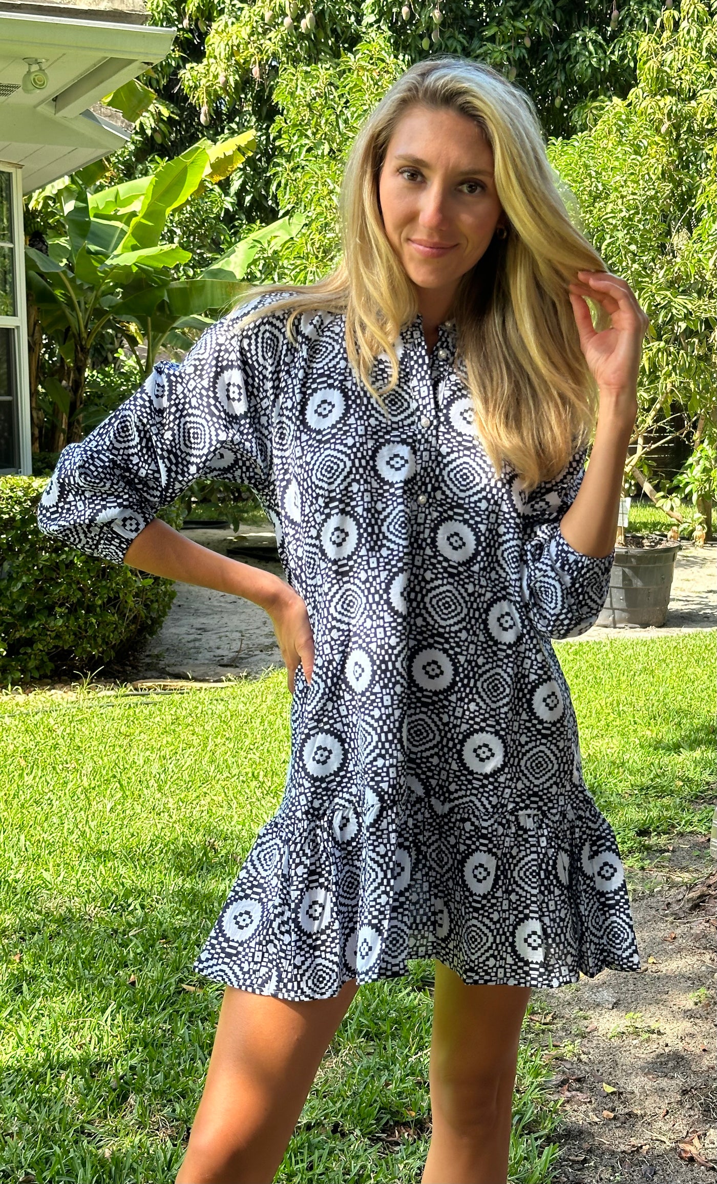 Serena Dress Aztec Navy