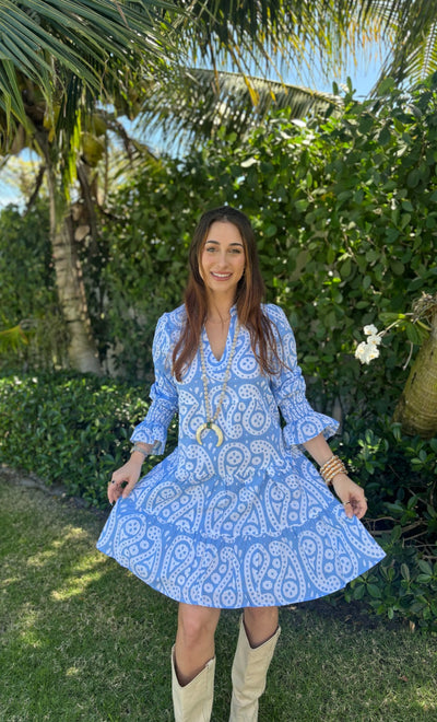 Malibu Dress Paisley French Blue