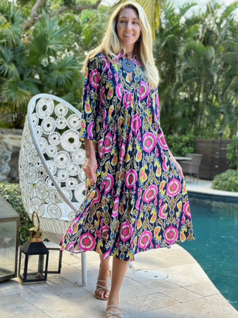 Karolina Dress Ikat Navy