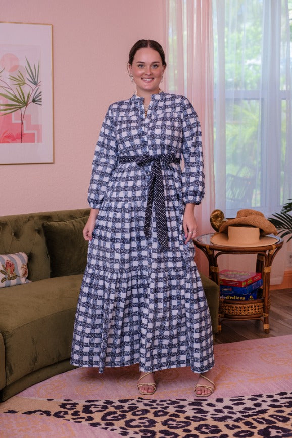 Boho Long Dress Square Navy