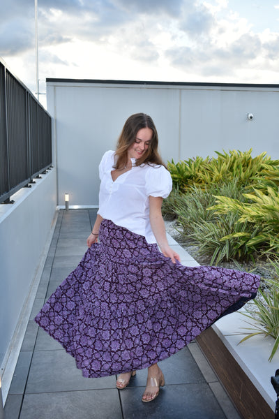 Boho Summer Long Skirt Deep Plum