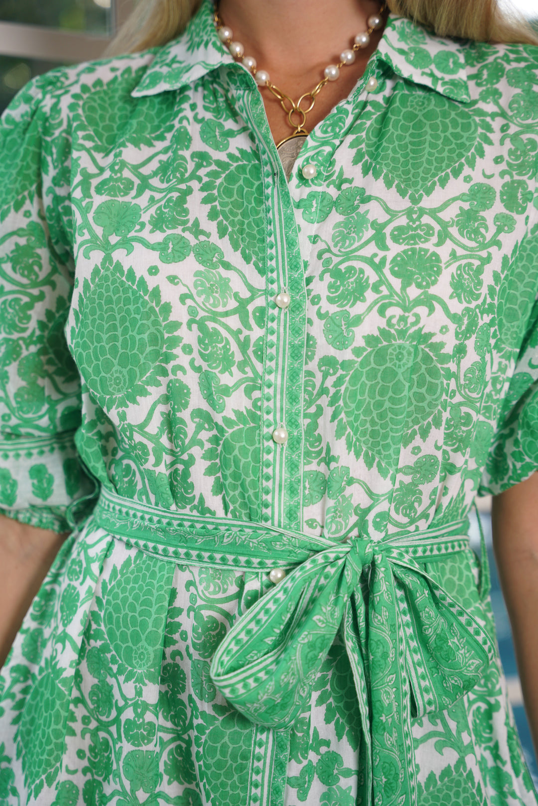 Oberoi Dress Tobacco Leaf Emerald