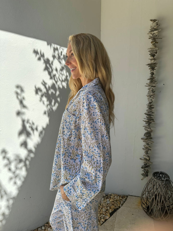 Long Pajamas Blossom Blue