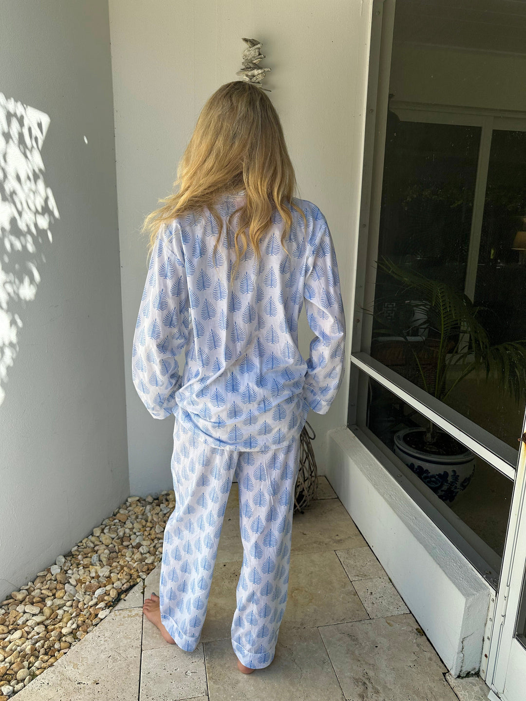 Long Pajamas Blossom Blue