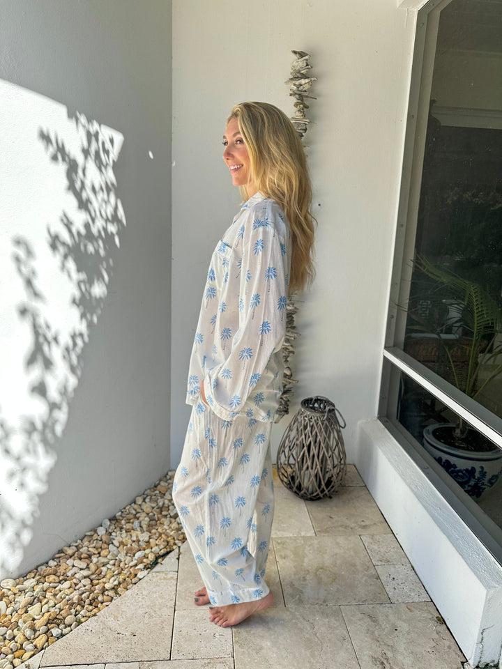 Long Pajamas Blossom Blue