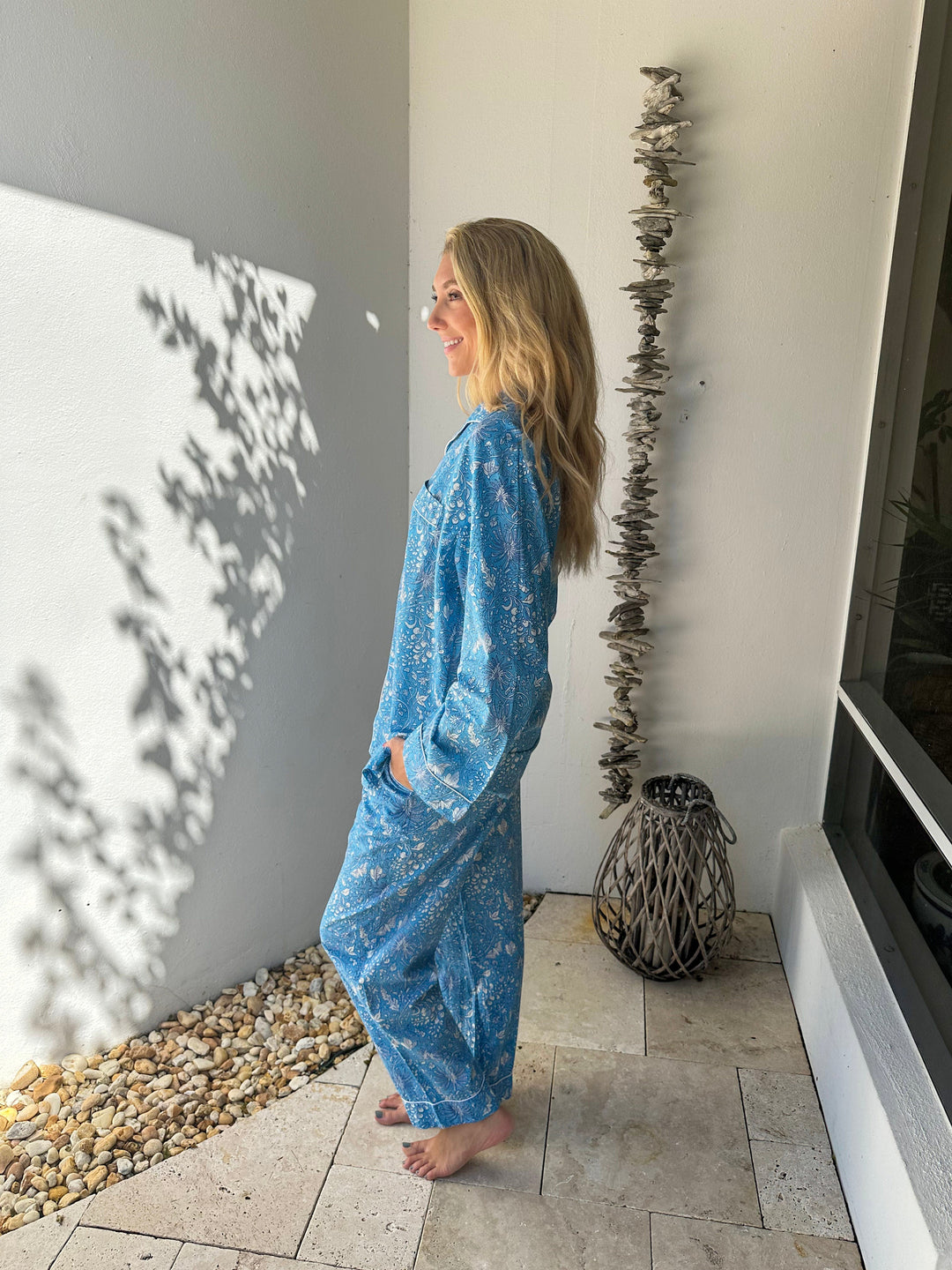 Long Pajamas Blossom Blue
