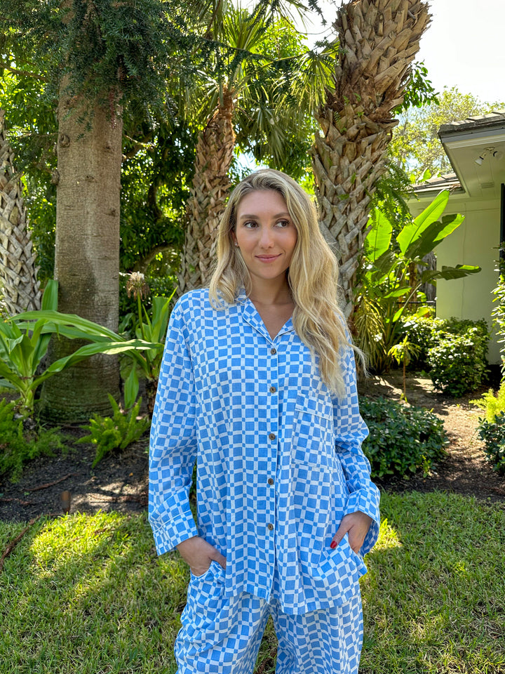 Long Pajamas Blossom Blue