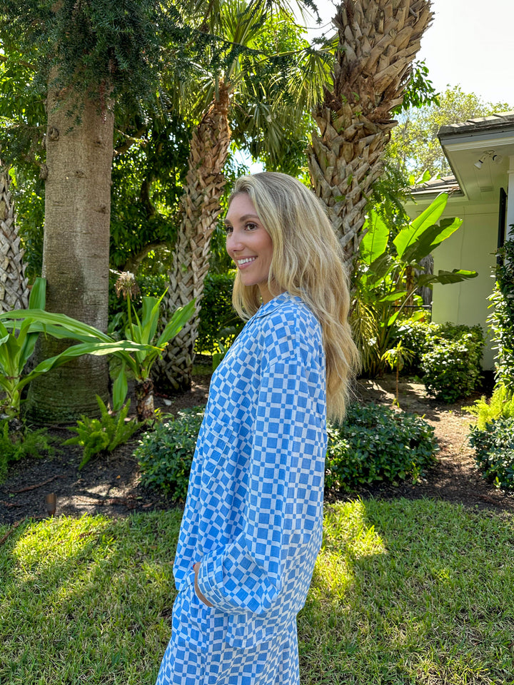 Long Pajamas Blossom Blue