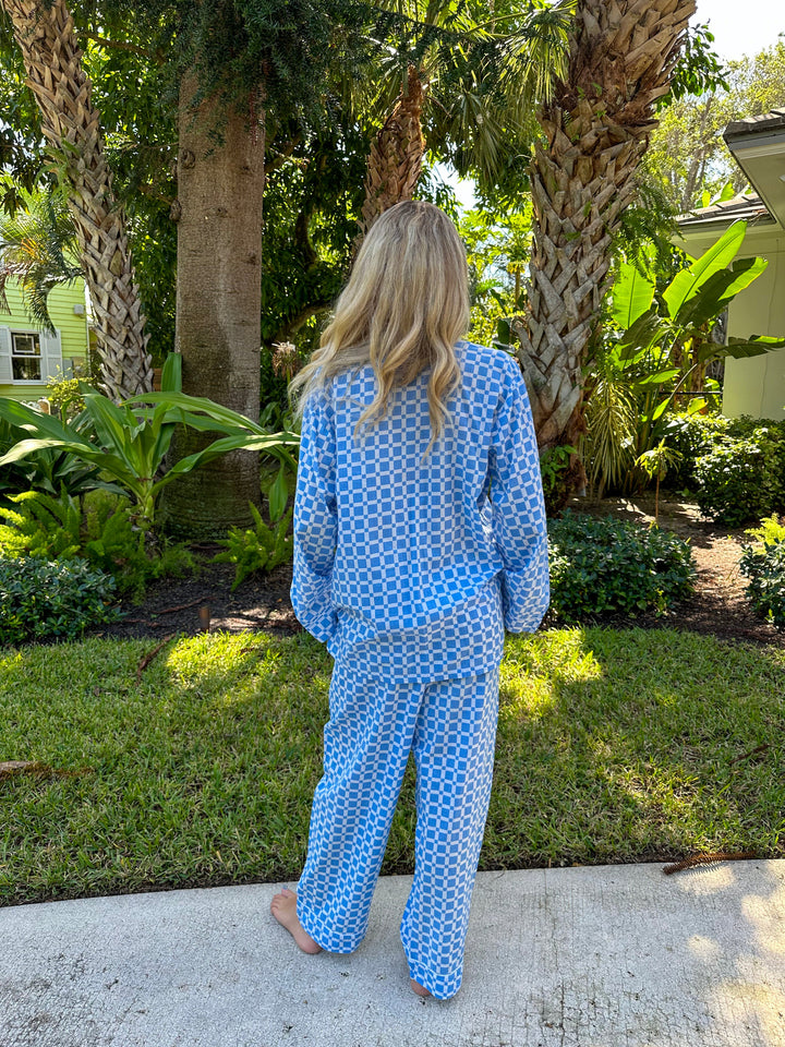 Long Pajamas Blossom Blue