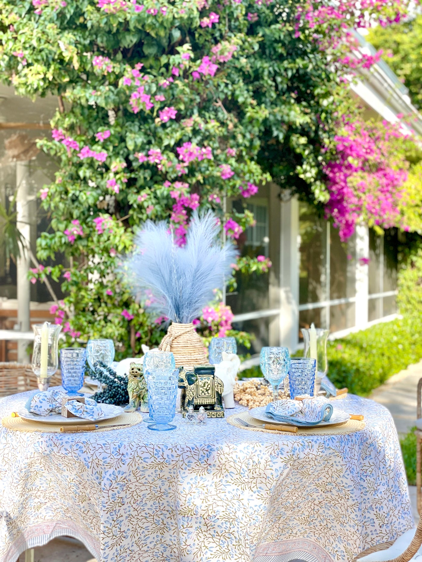 The Cherry Blue Tablecloth